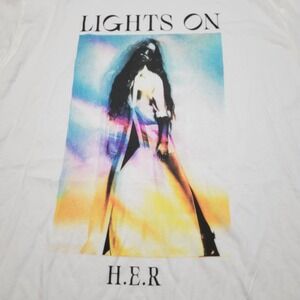 HER Lights On Graphic T Shirt 2X White Cotton Mens Womens Unisex
